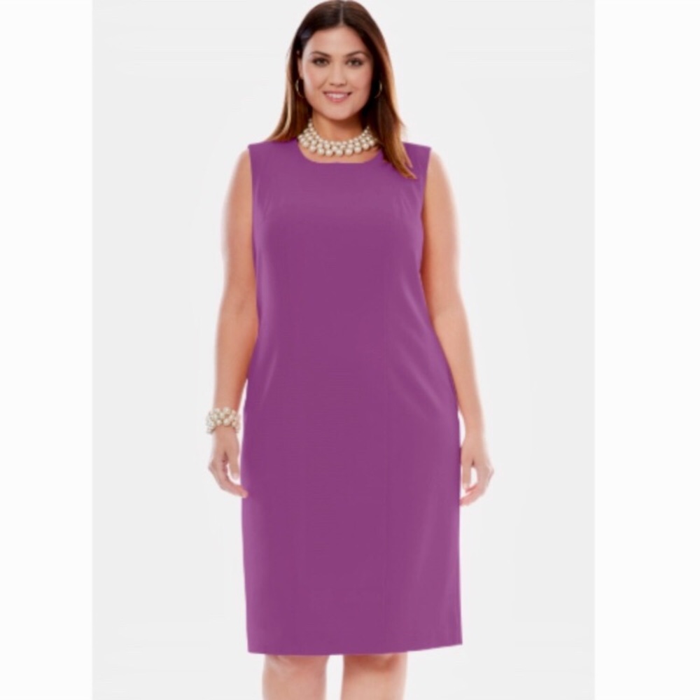 Jessica London 16W sleeveless sheath purple/orchid lined dress